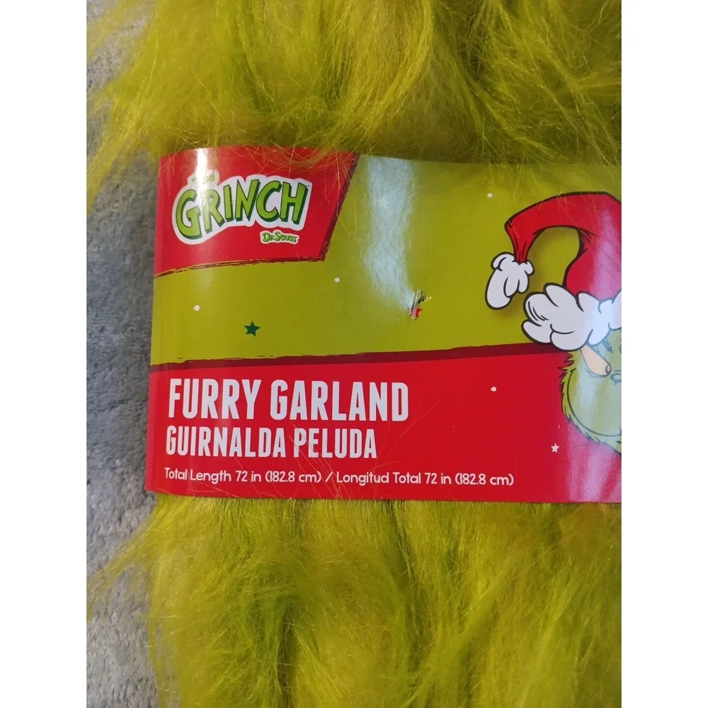 The Grinch Green Furry Fuzzy Garland 72 Inches Dr. Suess Who‎ Stole Christmas